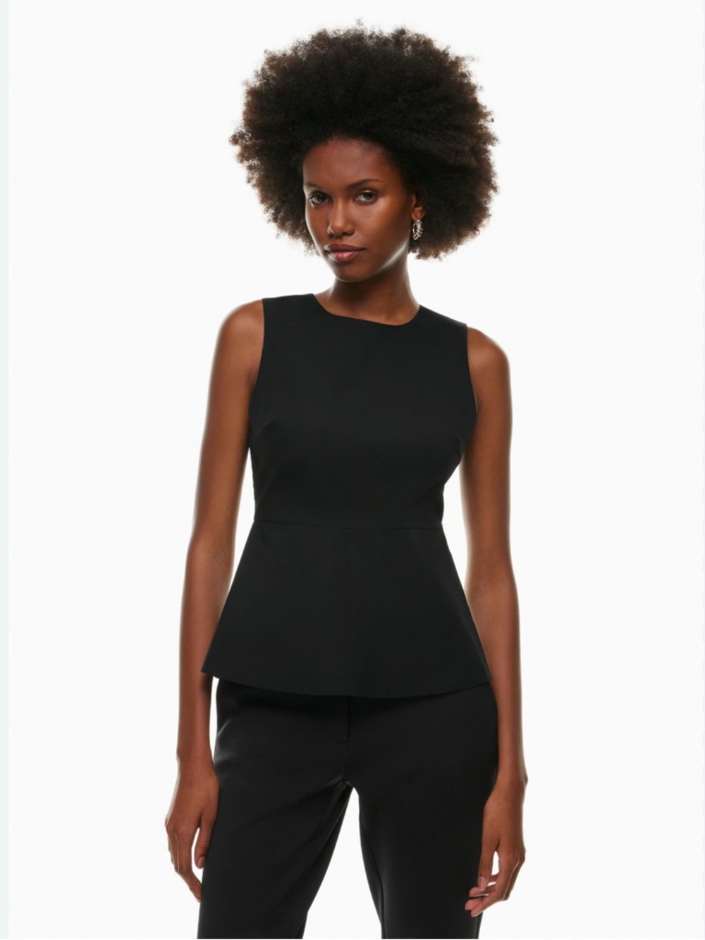 Babaton Invention Poplin Classic Black Sleeveless Peplum Top  size 4